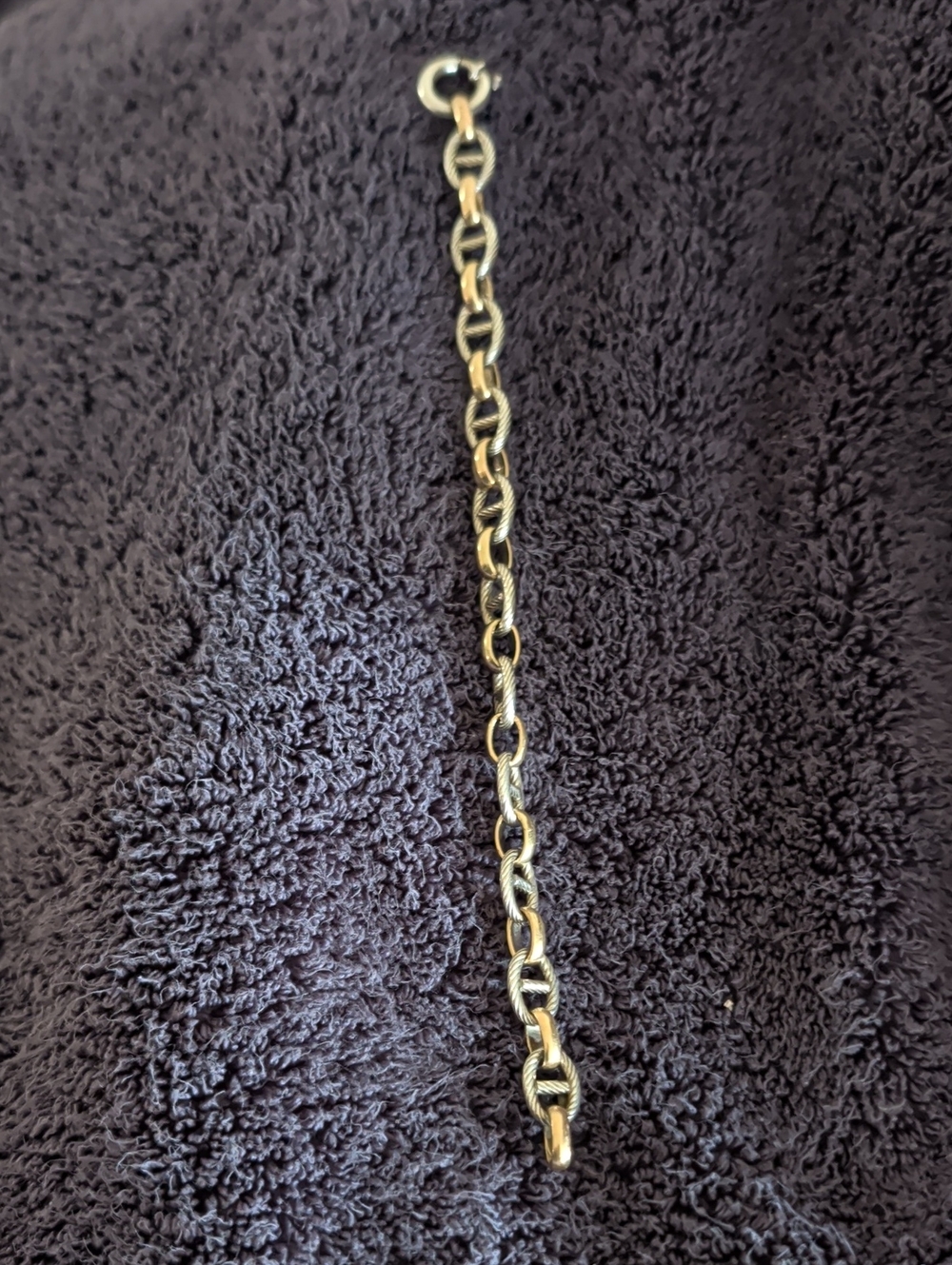 Two-Tone Gold and Silver Link Bracelet for Women - Classic Chain 14K Italian 925